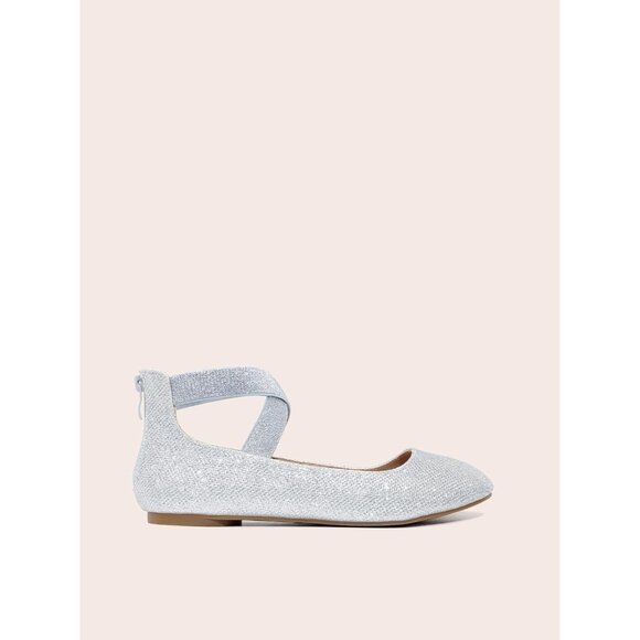 Dream Pairs Women Silver Faux Suede Flats Comfortable Elastic Ankle Straps Shoes - Picture 2 of 8